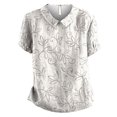 thumbnail image 4 of Chemise en Lin Élégante à Col Rond Imprimée Vintage Décontractée T-Shirt Compression Manches Mi-Longues pour Femmes, 4 of 4