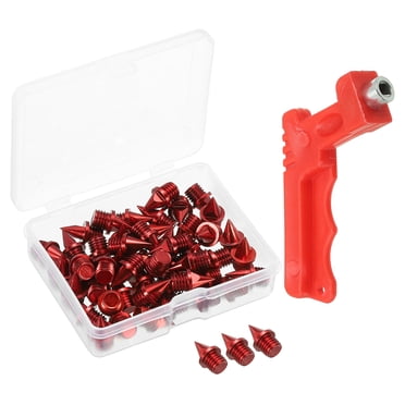 Unique Bargains 1/4 Inch Track Shoes Spikes Cross Country Replacement Spikes with Spike Wrench Red 50 Pack