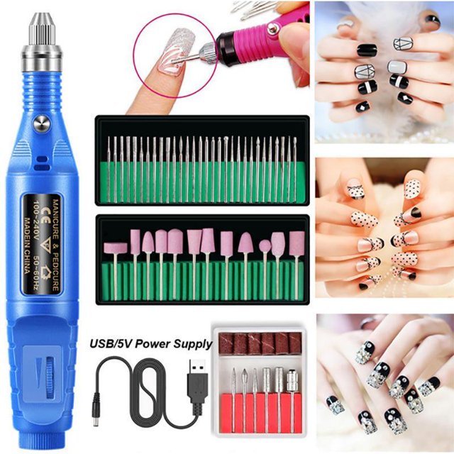 48pc Electric Nail Drill, Portable Nail Drills for Acrylic Nails, Toenail Sander for Thick Nails File Kit, Acrylic Nail Kit Set Professional with Everything,Blue