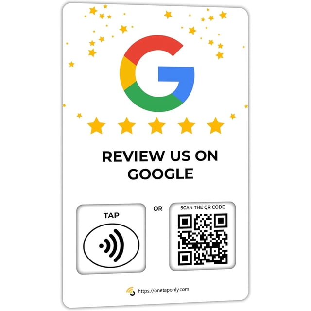 Custom Reusable Tag-Tap/QR Google Review Card -1 Pack Instant Google Reviews Card - QR Code and NFC Cards for Business, Google Review Tap Card