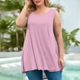 thumbnail image 1 of AherBiu Débardeurs d'Été Grande Taille pour Femmes Coupe Ample Col Rond Sans Manches Ourlet Fluide Mode Basique T-Shirt, 1 of 5