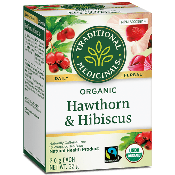 Traditional Medicinals - Organic Hawthorn With Hibiscus- 16 Tea Bags
