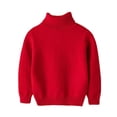 thumbnail image 1 of Girls Turtleneck Sweater Pullovers Kids Toddler Ribbed Knit Cotton Sweaters Jumpers Basic Plain Long Sleeve Tops Red, 3 Y, 1 of 7