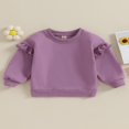 thumbnail image 2 of Enfants Filles Casual Col Rond Sweat-Shirts Volants Garniture Pulls à Manches Longues Tops Chemise, 2 of 7