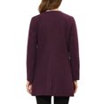 thumbnail image 3 of INSPIRE CHIC Women's Half Lapel Long Sleeves One Button Winter Mid-Length Overcoat M Purplish Red, 3 of 5