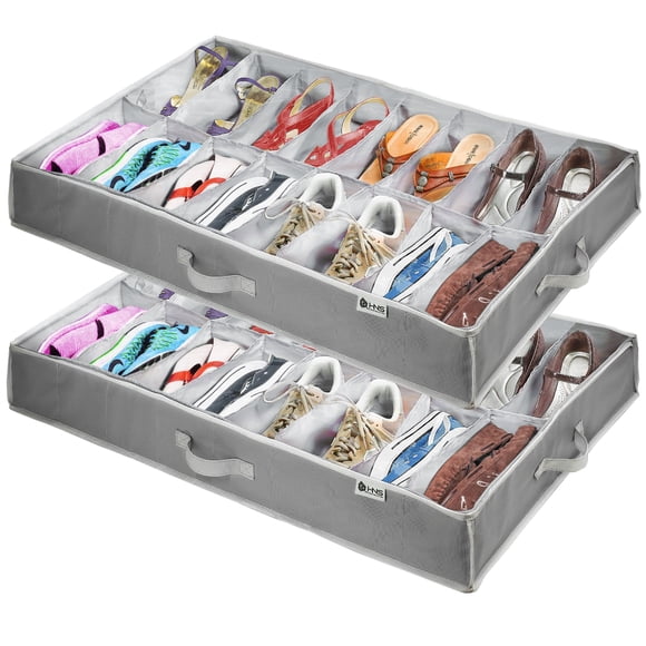 Hold N' Storage Extra Large Underbed Shoe Storage Organizer, Set of 2 Gray