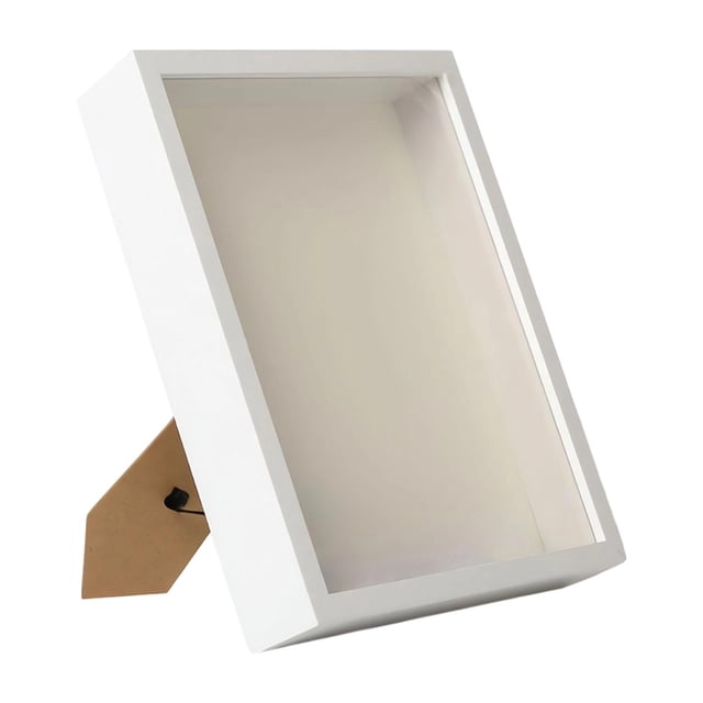Luzkey Shadow Box Frame Shadowbox Desktop Hanging Ornament Memory Box Dried Flower Display Case for Keepsake Medals DIY Gifts Awards White