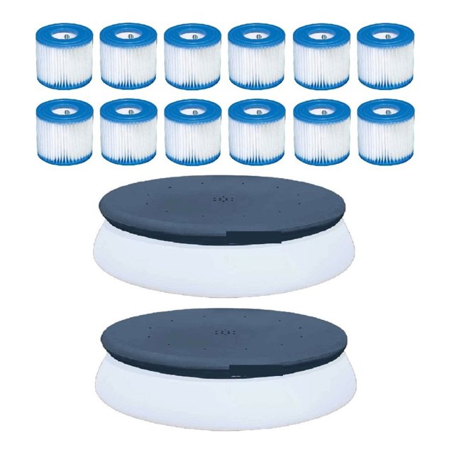 Cartouche de Filtre pour Piscines, (Lot de 12) avec Couverture de Piscine de 10` (Lot de 2), Performance de Filtration Incroyable