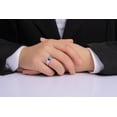 thumbnail image 2 of RYLOS Men's Rings Sterling Silver Rings Classic Designer Style 8X6MM Gemstone & Diamond Ring Blue Star Sapphire September Birthstone Rings For Men Size 10, 2 of 7