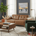 thumbnail image 1 of True Contemporary Sterling 70.5" Tufted Loveseat in Premium Tan Faux Leather, 1 of 3