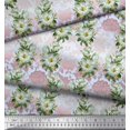 thumbnail image 3 of Soimoi Poly Georgette Fabric Leaves & Magnolia Floral Print Sewing Fabric Yard 42 Inch Wide, 3 of 5
