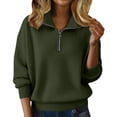 thumbnail image 1 of WTXUE Womens Long Sleeve Quarter Zip Pullover Sweater Casual Loose V Neck Collared Ribbed Knit Jumper Tops Soft Oversized Tunic Sweaters Blackish Green S, 1 of 9