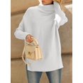 thumbnail image 4 of Women'S Oversized Loose Sweater Autumn Batwing Sleeve Ribbed Tunic Sweater Cream White XXL, 4 of 9