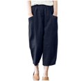 thumbnail image 1 of Pantalons Larges en Coton et en Lin pour Femmes à la Mode d'Été, 1 of 8