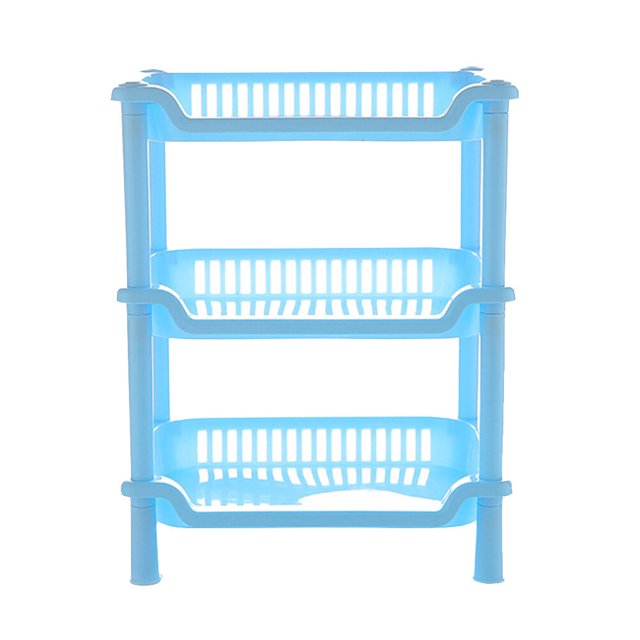 Square Storage Rack Detachable 3-layers Holder Kitchen Bathroom Rack (Blue)