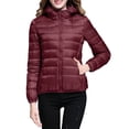thumbnail image 1 of Packable down Jacket, Lightweight Hooded Puffer, White Duck down Coat Wine Xxl , Coat, 1 of 5