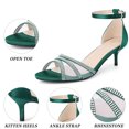 thumbnail image 3 of BLISSFUL STEP Women's Satin Rhinestone Stiletto Heel Sandals Green (Size 7.5), 3 of 7