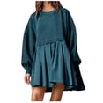 thumbnail image 1 of Pisexur Robe Chandail Surdimensionnée pour Femmes, Col Rond, Manches Longues, Patchwork, Robe d'Automne, Chandail à Enfiler, Hauts Amples et Fluides, Robe Chandail, Mini-Robe, 1 of 8