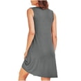 thumbnail image 4 of Dvkptbk Robe d'Été de Plage pour Femme 2024 Décontractée à Col Rond à Manches Courtes Robe Débardeur Mini Robes Fluide à Volants Boho Robe Soleil avec Poches P-2TG, 4 of 7