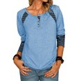 thumbnail image 1 of LAPA Chemise Henley à Boutons à Manches Longues Patchwork pour Femmes, 1 of 3