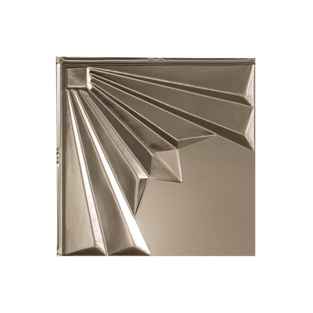 Fasade Easy Installation Art Deco Brushed Nickel Glue Up Ceiling Tile/ Ceiling Panel (12" X 12" Sample)