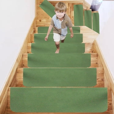 Amzcrzy Polyester Stair Floor Mats Wooden Step Avoid Slip Carpet Stair Tread Indoor 22'X8.7 'Stair Tread Rubber Assist Stair Tread Washable and Reusable Stair Tread Mat Suitable for The Elderly