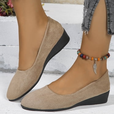 Cameland Chaussures Confortables pour Femmes Chaussures Décontractées pour Dames Printemps Nouvelles à Enfiler à Bouche Peu Profonde Plates Bout Rond en Suède Chaussures pour Femmes Talon Bas Chaussures de Travail Décontractées