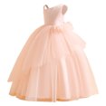 thumbnail image 1 of LUOGENLI Robe Enfants Robe Princesse Robe Fille Sans Manches Robe de Spectacle Longue Robe à Pommeau Jupe Maxi de Fête avec Poches et Fente 4-5 Ans, 1 of 4