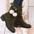 thumbnail image 4 of LSLJS Bottes Mi-Mollet pour Femmes, Bottes Style Britannique en Suède à Bout Rond à Talon Épais Bottes Empilées Bottes Western de Cowboy Bottes Cavalières à Pompon en Peluche Bottes Ajustées, 4 of 5