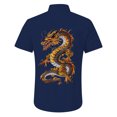 thumbnail image 4 of BOBOGOJP Shirts for Men Short Sleeve Button Down Shirts Fashion Textured Summer Beach Shirt,Navy M, 4 of 4