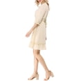 thumbnail image 4 of INSPIRE CHIC Robe A-Line en Mousseline Smockée pour Femme à Ourlet Volanté Superposé Manches 3/4 TG Beige, 4 of 8