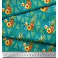 thumbnail image 3 of Soimoi Green Rayon Fabric Triangle & Pine Fruits Printed Craft Fabric by the Yard 56 Inch Wide, 3 of 5
