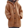 thumbnail image 1 of Pompotops Cardigan à Capuche Épais pour Femmes, Manteau Uni, Liquidation, 1 of 7