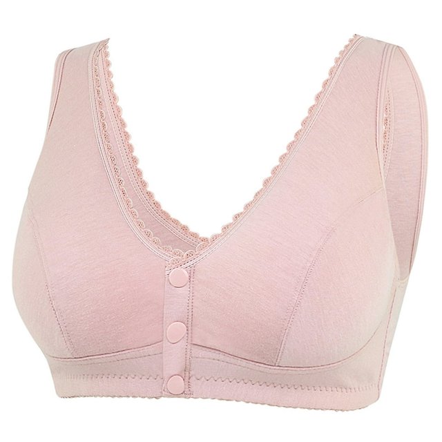CHUANK Front Closure Bras for Women Underwire Padded Plus Size Full Coverage Bras Beige 4XL