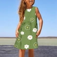 thumbnail image 2 of PMVFHDE Tenue d'Été pour Filles Mode Filles Mignonne Printemps et Été Imprimée Col Rond Sans Manches Robe Décontractée (3),Vert,8-9, 2 of 5