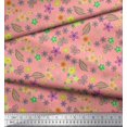 thumbnail image 3 of Soimoi Orange Poly Georgette Fabric Leaves,Insect & Floral Artistic Print Sewing Fabric BTY 42 Inch Wide, 3 of 3