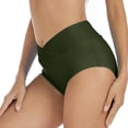 thumbnail image 3 of B91xZ Womens Swimsuits Mid Waist Bathing Suit Swimsuit Ruched Swim Bottom,Green XXL, 3 of 4