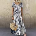 thumbnail image 1 of SMihono Robe Maxi Bohème d'Été pour Femmes Grande Taille Imprimé Teinture sur Nœuds Évasée Décontractée Robe d'Été Florale à Manches Courtes Femmes Robe pour Femmes Robe Mini Robe de Plage Évasée Robe d'Été, 1 of 8