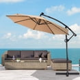 thumbnail image 4 of Costway 10FT Patio Umbrella Solar Powered LED 360degrees Rotation Beige, 4 of 10