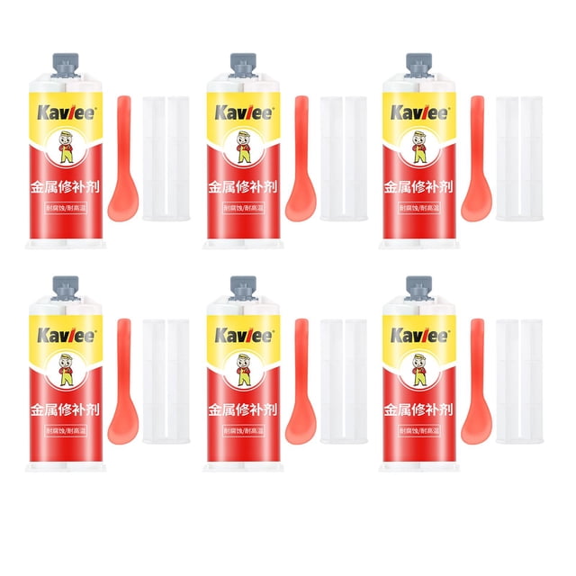 All Purpose Metal Glue Waterproof High Temperature Resistant for Metal Steel 6 Bottles
