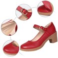 thumbnail image 4 of B91xZ Chaussures Plates pour Femmes Largeur Grand Bout Rond Talon Bloc Mocassins Chaussures, Marron 8, 4 of 5