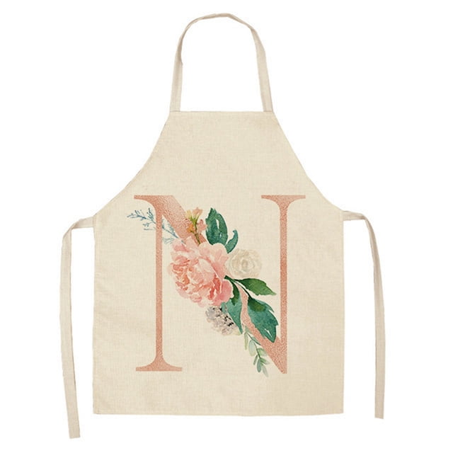 WIFKLSIIPG English Letter Rose Series Linen Apron for Adults and Children's Kitchen Fouling Apron