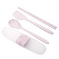 thumbnail image 1 of 3PCs/Set Wheat Straw Cutlery Dinnerware Mini cutlery kit Folding Outdoors Portable Travel Candy Color Tableware Student Kids Kitchen Tool, 1 of 8