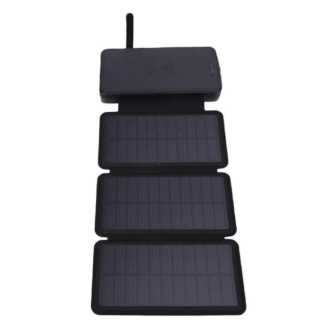 20000mAh Solar Power Bank, Efficient Wireless Power Bank with Tri Fold Solar Panel & LED Light & Double USB Output, Waterproof External Battery Pack for Phone Tablet Outdoor