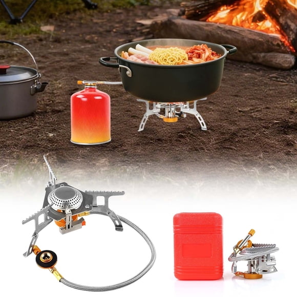 High Performance Portable Backpacking Stove for Outdoor Cooking and Emergency Prep with Windwise Design and Compact Foldable Aluminum Construction
