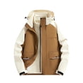 thumbnail image 1 of WRKEKC Men's Slim Fit Hooded Jacket with Adjustable Drawstring and Contrast Stitching, Urban Utility Coat for Modern Workwear Coffee L, 1 of 4