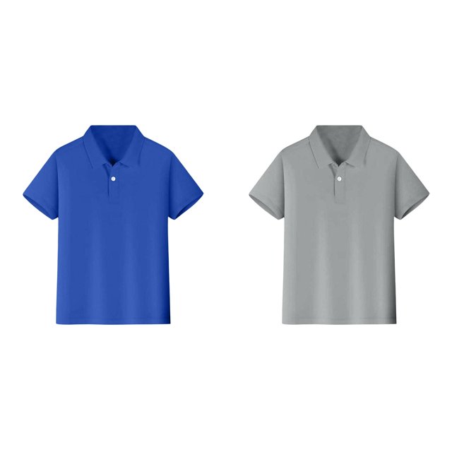2 Pack(Blue 1PCS & Grey 1PCS) Multipack A Shirts Short Little Sleeve Shirt Button Closure Comfortable & Soft Fabric