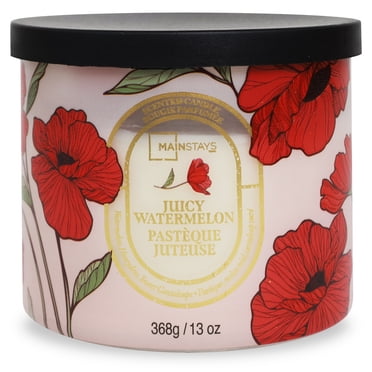 Bougie à 3 mèches Mainstays avec emballage floral, parfum de pastèque juteuse, 13 onces