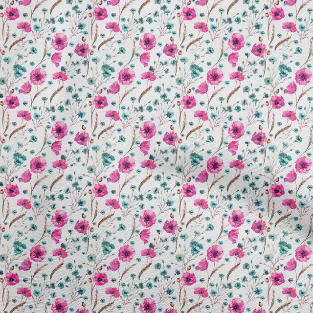 oneOone Tissu Georgette Viscose Rose Matériel de Robe Florale Tissu Imprimé Tissu au Mètre 42 Pouces de Large