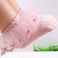 thumbnail image 3 of FOCUSNORM  Little girl Socks,Breathable Solid Color Lace Pearl Ruffled Anklet, 3 of 7